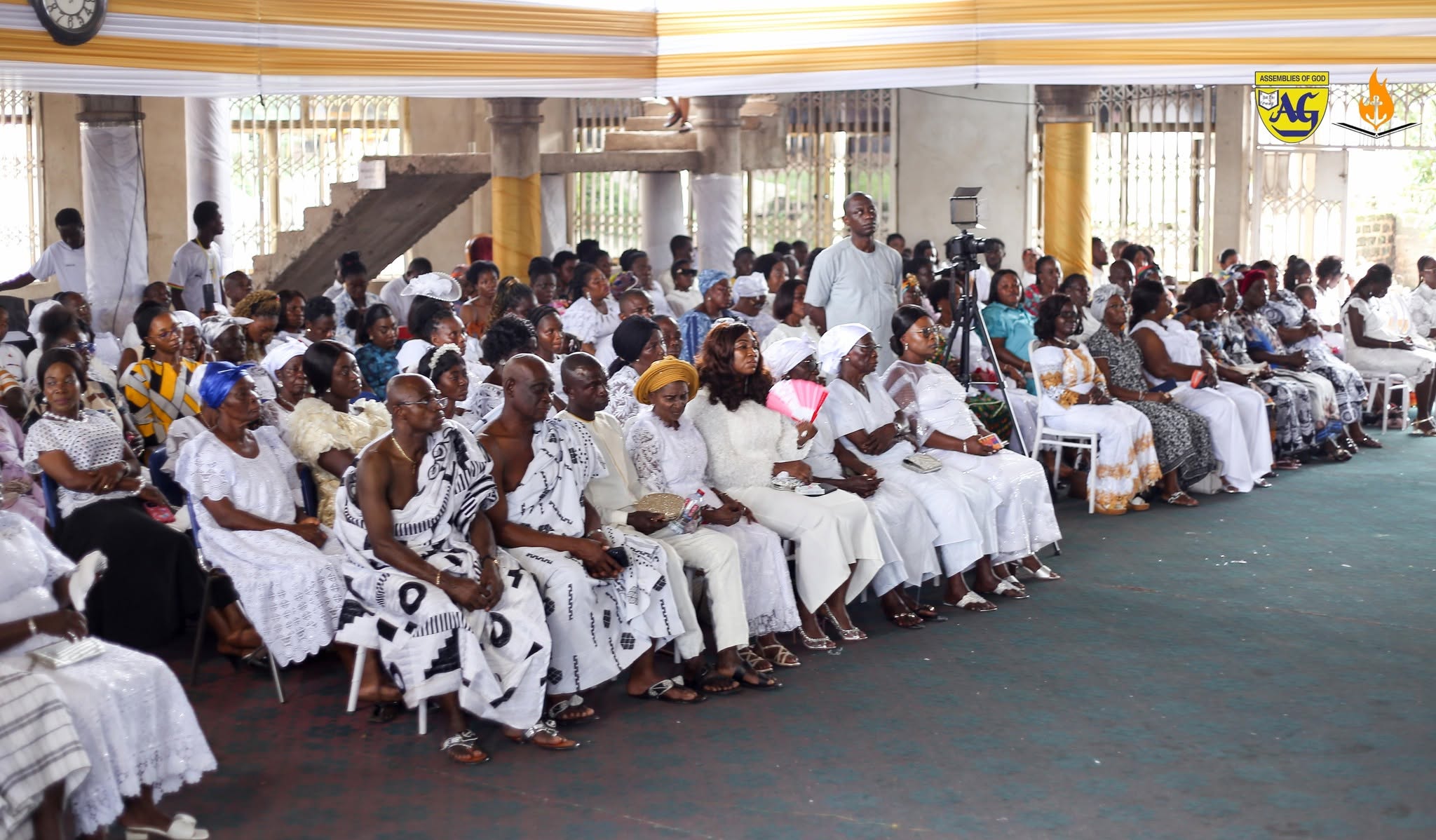 Church congregation gathered for worship service