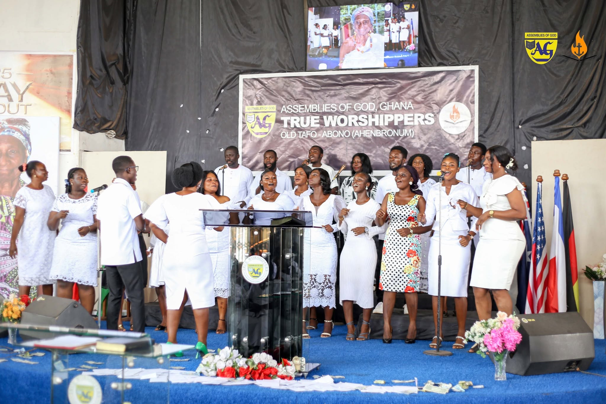 Church members worshipping together